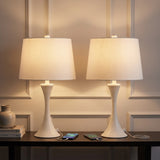 Bennett 22.75" Modern Glam Iron Hourglass LED Table Lamp with USB Charging Port Set 2 White (Set of 2) – AI-ON