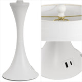 Bennett 22.75" Modern Glam Iron Hourglass LED Table Lamp with USB Charging Port Set 2