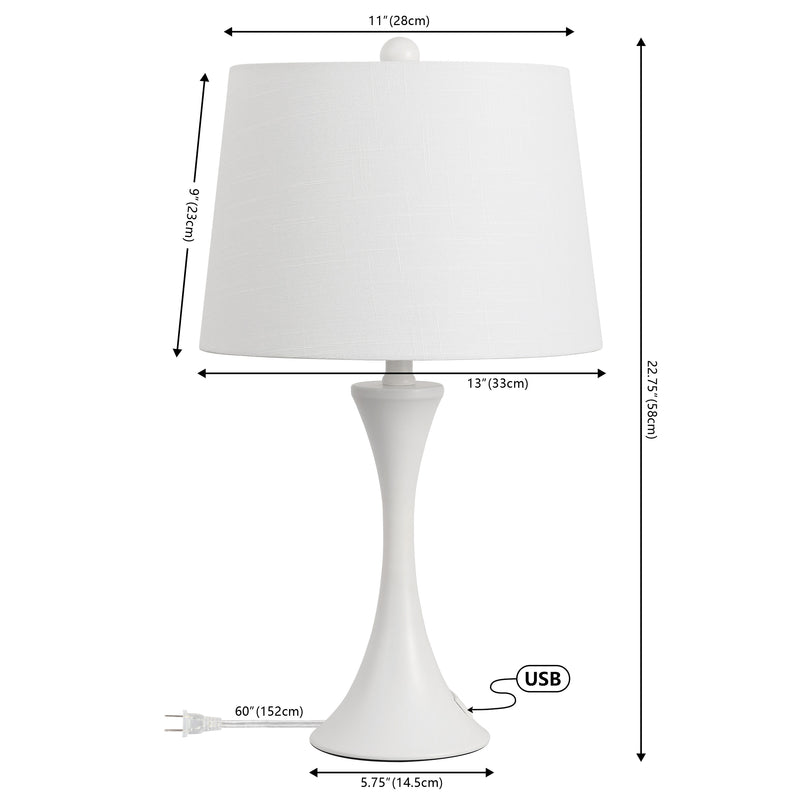 Bennett 22.75" Modern Glam Iron Hourglass LED Table Lamp with USB Charging Port Set 2