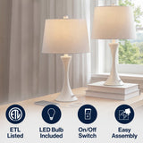 Bennett 22.75" Modern Glam Iron Hourglass LED Table Lamp with USB Charging Port Set 2