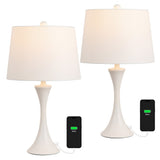 Bennett 22.75" Modern Glam Iron Hourglass LED Table Lamp with USB Charging Port Set 2