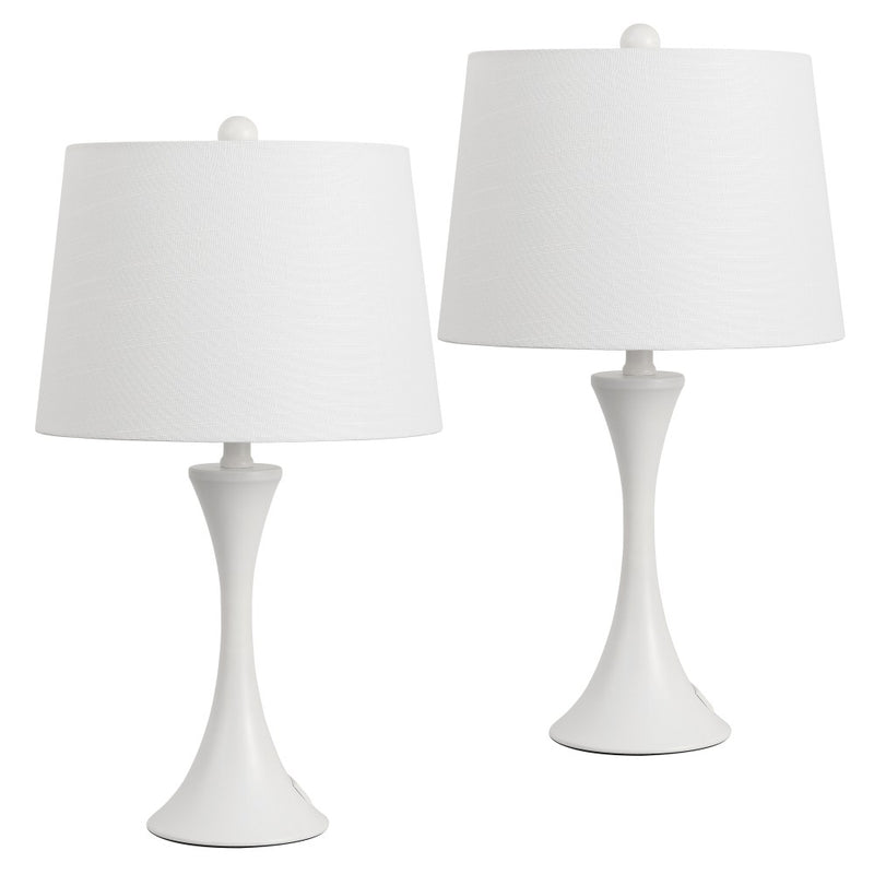 Bennett 22.75" Modern Glam Iron Hourglass LED Table Lamp with USB Charging Port Set 2