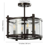 Hampdon 15" Iron/Glass Modern Drum LED Flush Mount - JONATHAN Y