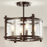 Hampdon 15" Iron/Glass Modern Drum LED Flush Mount - JONATHAN Y