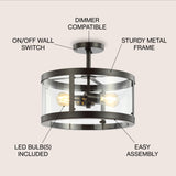 Herndon 15" Iron/Glass Modern LED Flush Mount - JONATHAN Y