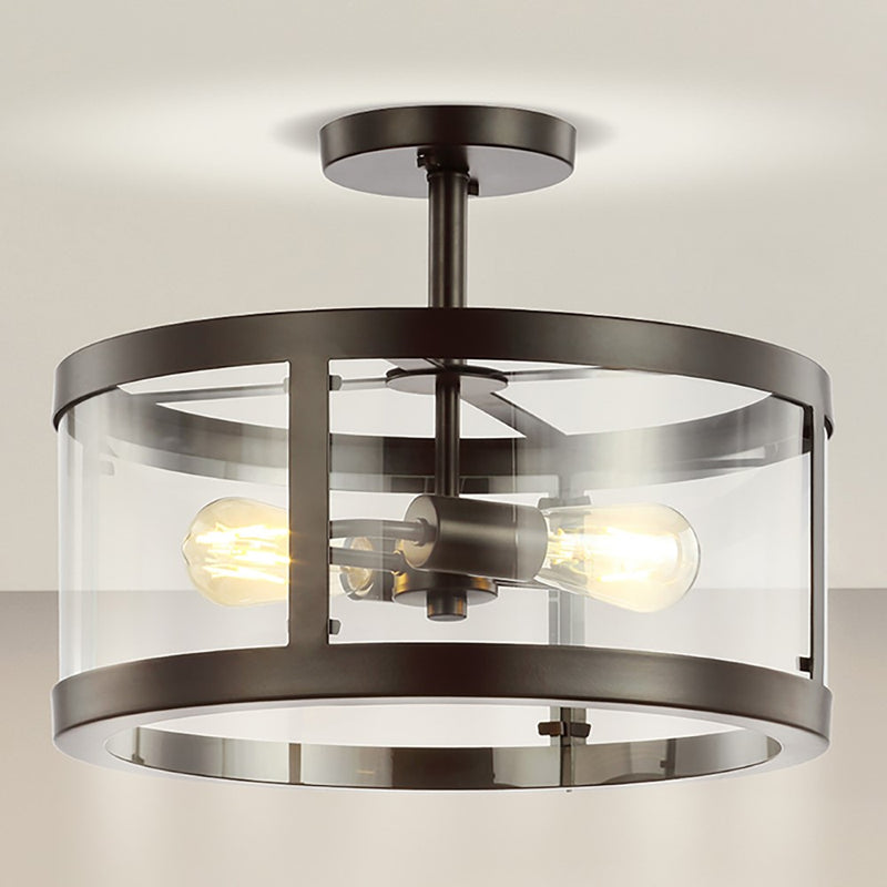 Herndon 15" Iron/Glass Modern LED Flush Mount - JONATHAN Y
