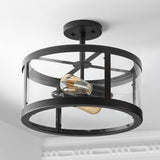 Herndon 15" Iron/Glass Modern LED Flush Mount - JONATHAN Y
