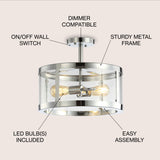 Herndon 15" Iron/Glass Modern LED Flush Mount - JONATHAN Y