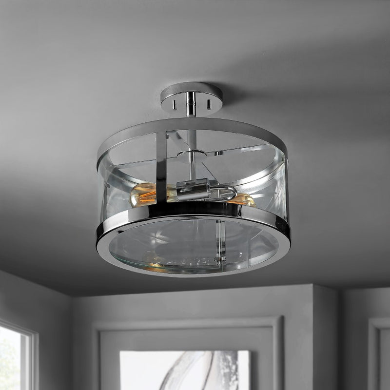 Herndon 15" Iron/Glass Modern LED Flush Mount - JONATHAN Y
