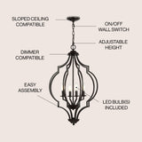 Selema 19" Iron Adjustable Ogee Lantern LED Pendant - JONATHAN Y