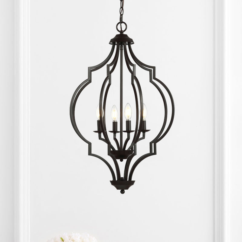 Selema 19" Iron Adjustable Ogee Lantern LED Pendant - JONATHAN Y