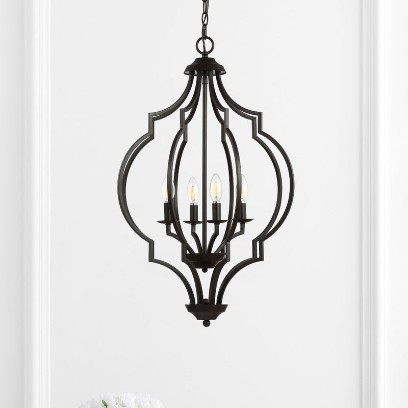 Selema 19" Iron Adjustable Ogee Lantern LED Pendant - JONATHAN Y