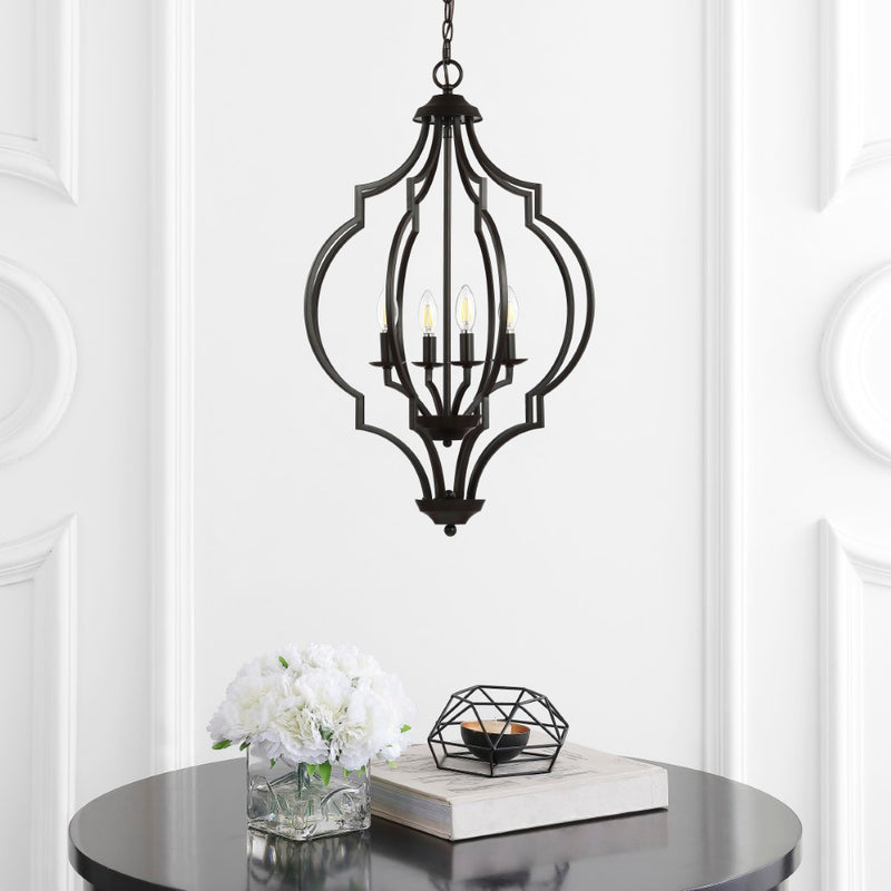 Selema 19" Iron Adjustable Ogee Lantern LED Pendant - JONATHAN Y