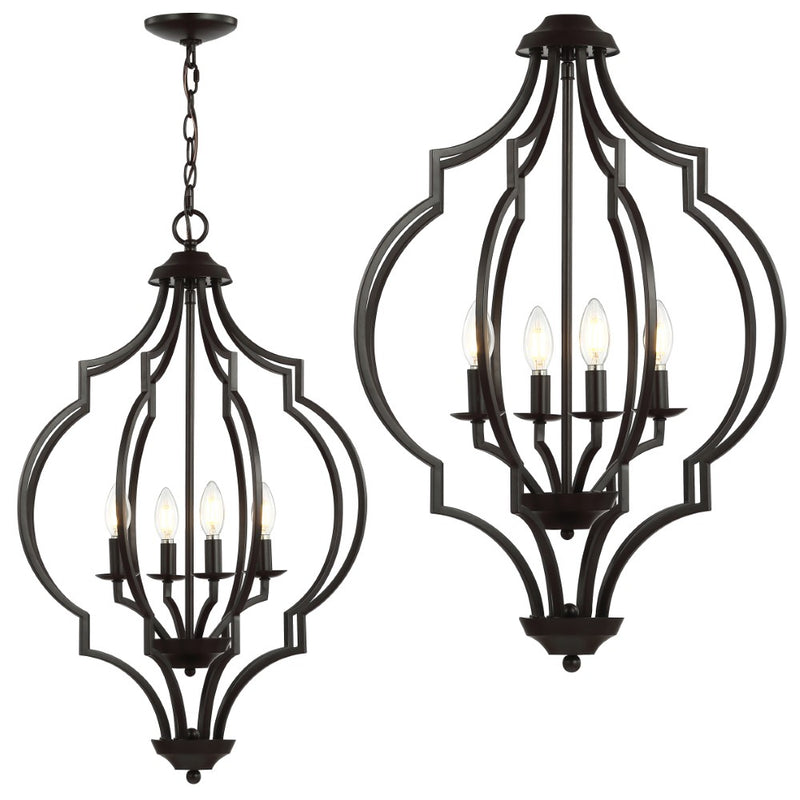 Selema 19" Iron Adjustable Ogee Lantern LED Pendant - JONATHAN Y