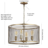 Pen 20" Iron Adjustable Industrial Mesh LED Pendant - JONATHAN Y