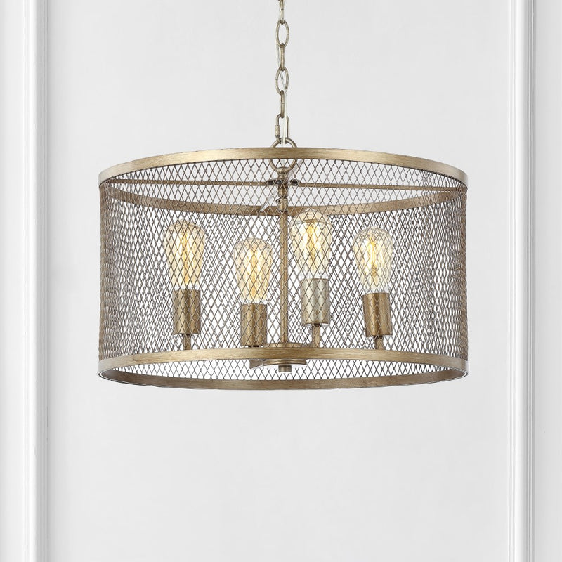 Pen 20" Iron Adjustable Industrial Mesh LED Pendant - JONATHAN Y