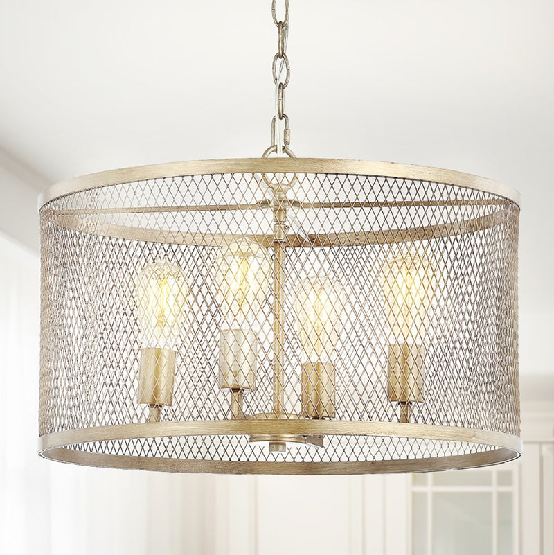 Pen 20" Iron Adjustable Industrial Mesh LED Pendant - JONATHAN Y