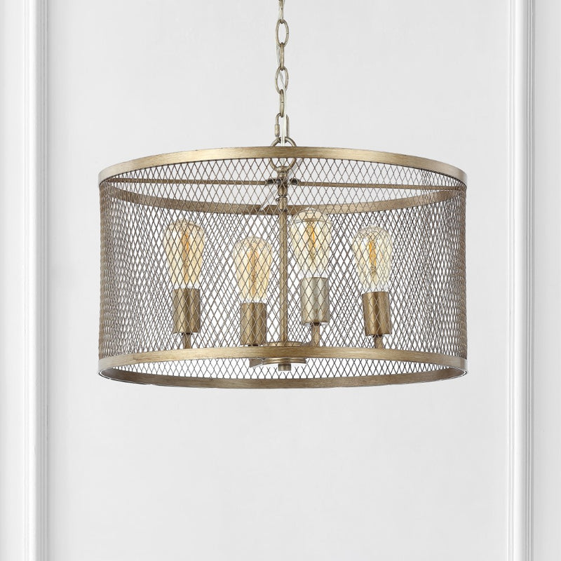 Pen 20" Iron Adjustable Industrial Mesh LED Pendant - JONATHAN Y