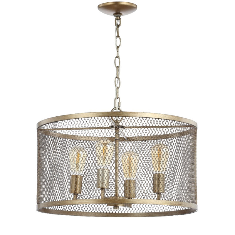 Pen 20" Iron Adjustable Industrial Mesh LED Pendant - JONATHAN Y