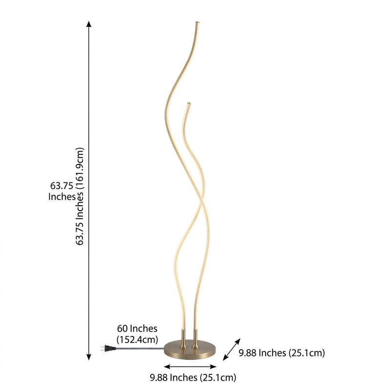 Cairo 63.75" LED Integrated Floor Lamp Gold – DIM