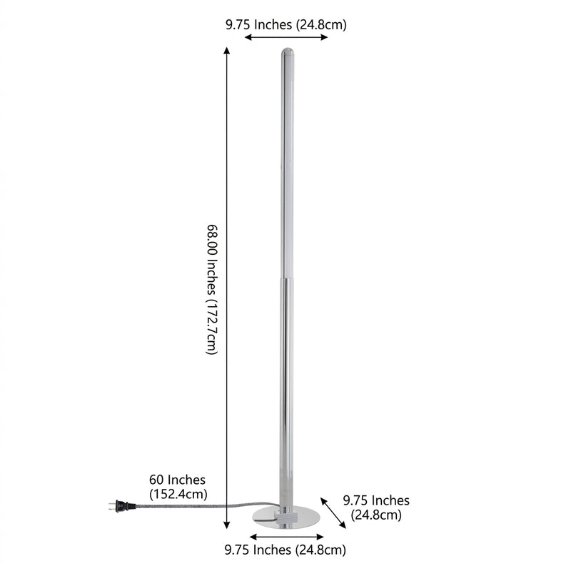 Roxanna 68" Integrated LED Metal Floor Lamp Chrome – DIM