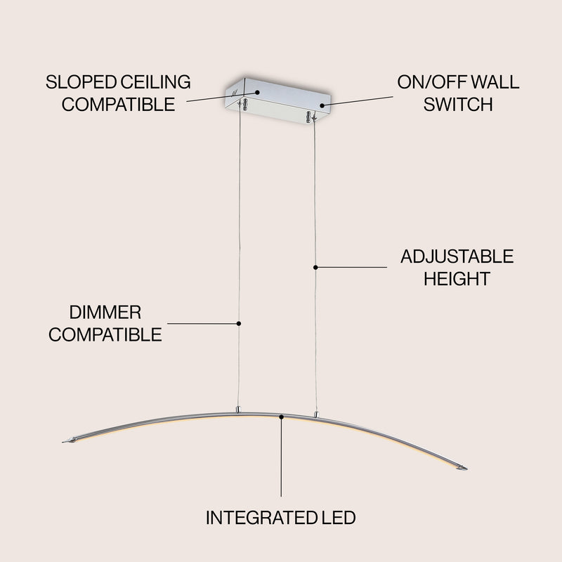 Roxanna 41.5" Dimmable Adjustable Integrated LED Metal Linear Pendant - JONATHAN Y