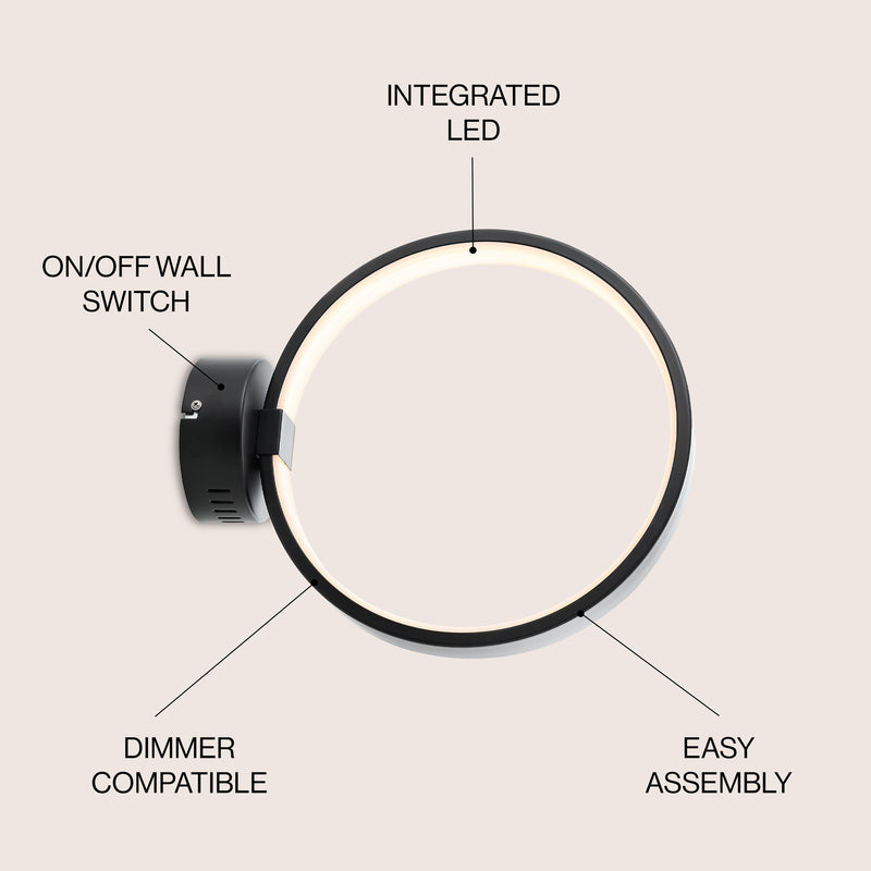 Nathaniel 14" Dimmable Integrated LED Metal Wall Sconce - JONATHAN Y