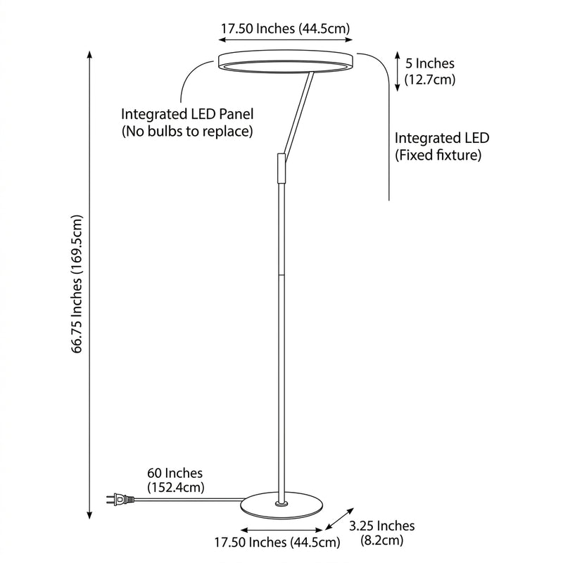 Owen 66.7" Integrated LED Metal Floor Lamp Black – DIM
