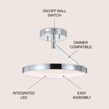 Owen 17.5" Dimmable Integrated LED Metal Semi Flush Mount - JONATHAN Y