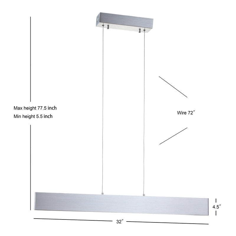 Draper Dimmable Adjustable Integrated LED Metal Linear Pendant - JONATHAN Y