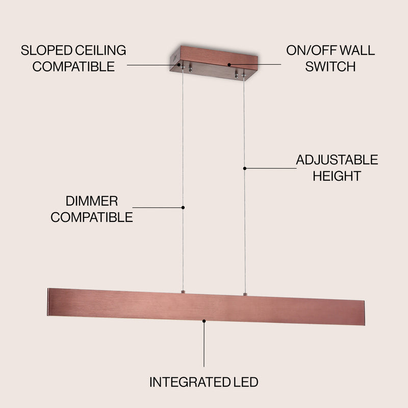 Draper Dimmable Adjustable Integrated LED Metal Linear Pendant