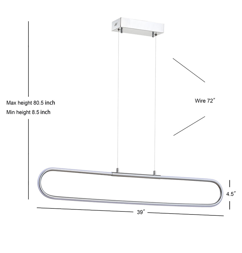Ned 39" Dimmable Adjustable Integrated LED Metal Linear Pendant - JONATHAN Y