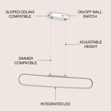 Ned 39" Dimmable Adjustable Integrated LED Metal Linear Pendant - JONATHAN Y