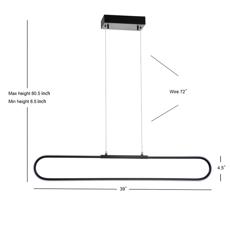 Ned 39" Dimmable Adjustable Integrated LED Metal Linear Pendant - JONATHAN Y