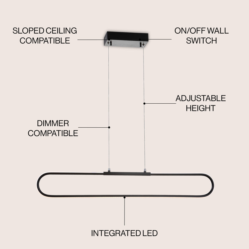 Ned 39" Dimmable Adjustable Integrated LED Metal Linear Pendant - JONATHAN Y