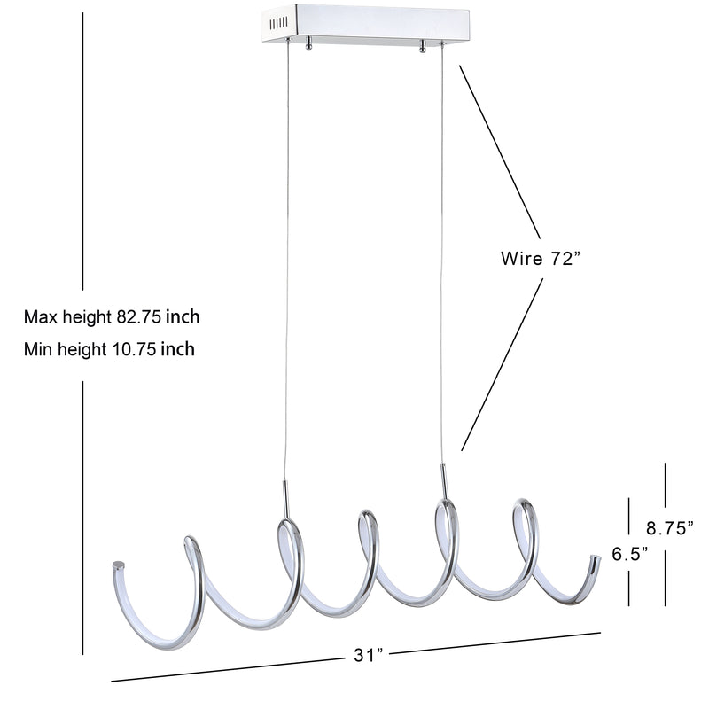 Ali 31" Dimmable Adjustable Integrated LED Metal Linear Pendant - JONATHAN Y
