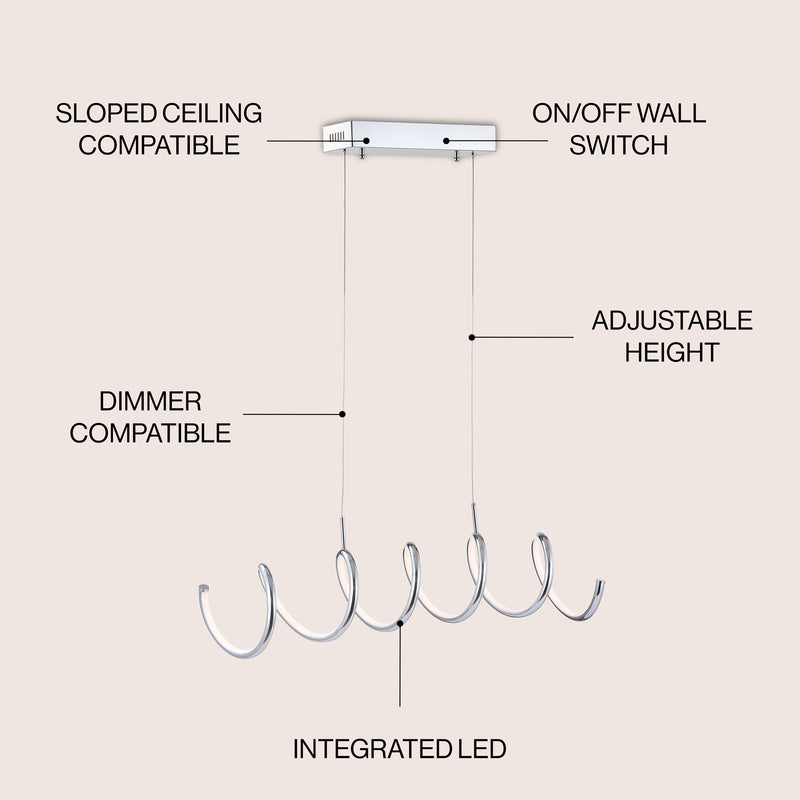 Ali 31" Dimmable Adjustable Integrated LED Metal Linear Pendant - JONATHAN Y