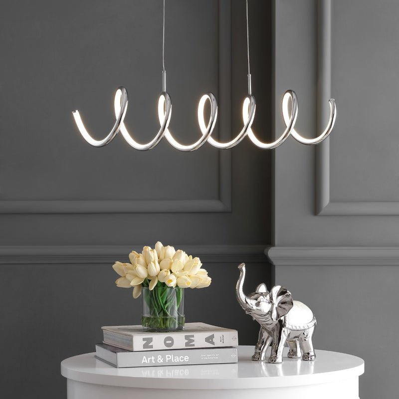 Ali 31" Dimmable Adjustable Integrated LED Metal Linear Pendant - JONATHAN Y