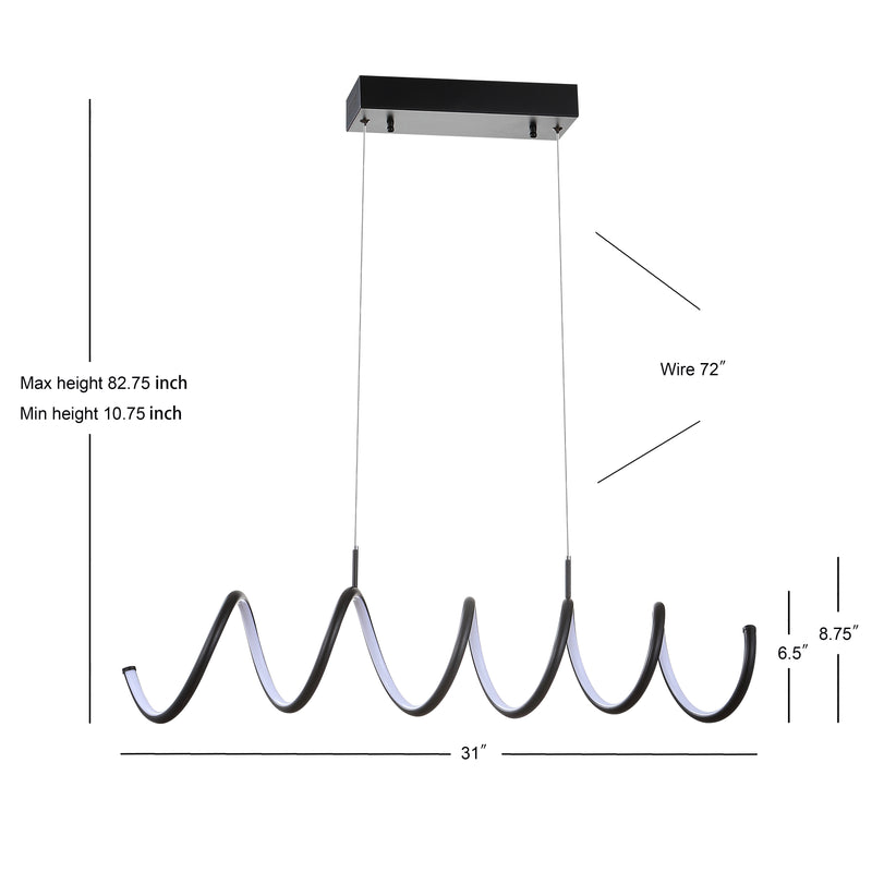 Ali 31" Dimmable Adjustable Integrated LED Metal Linear Pendant - JONATHAN Y