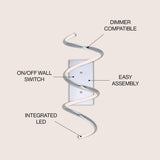 Scribble 7" Modern Metal Integrated LED Vanity Light Sconce