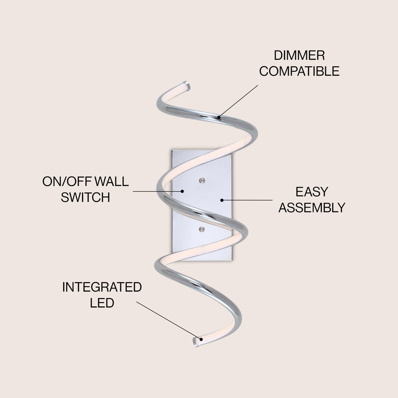 Scribble 7" Modern Metal Integrated LED Vanity Light Sconce