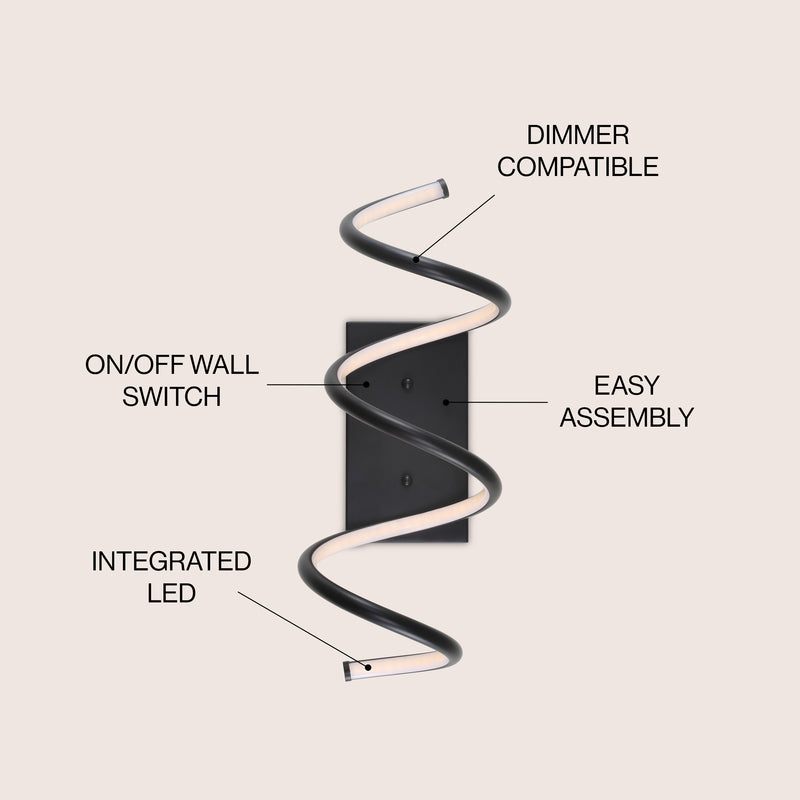 Scribble 7" Modern Metal Integrated LED Vanity Light Sconce