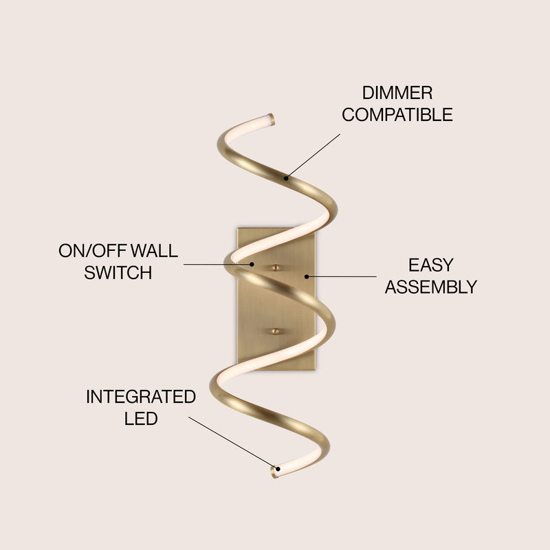 Scribble 7" Modern Metal Integrated LED Vanity Light Sconce