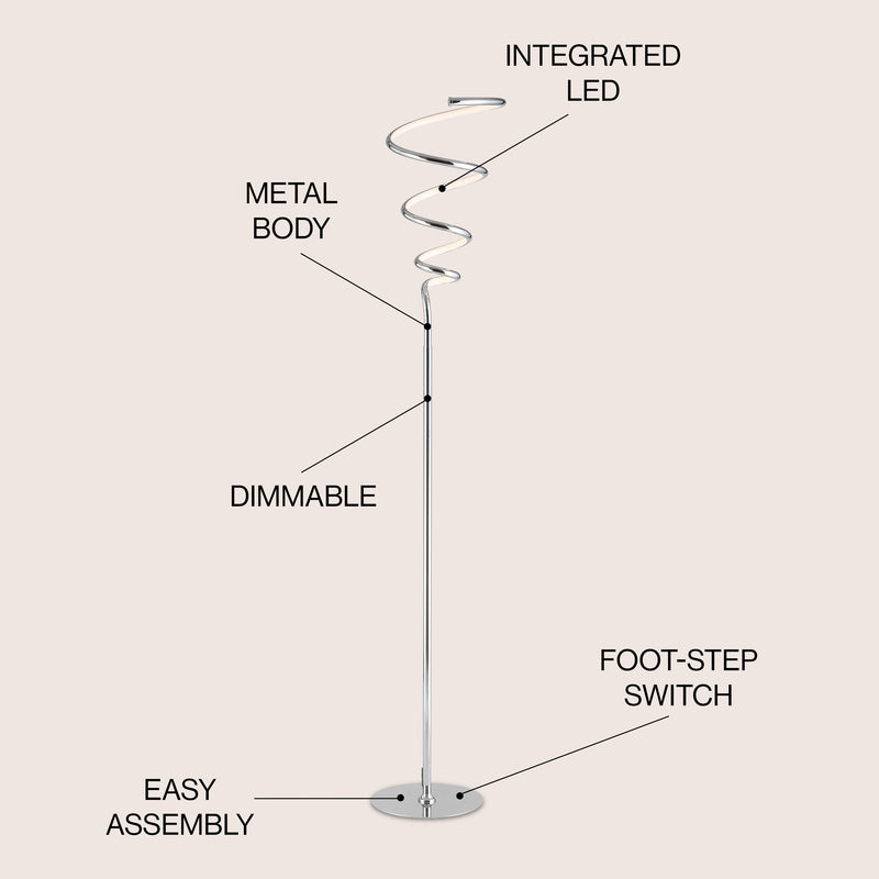 Scribble 60.5" Modern Dimmable Metal Integrated LED Floor Lamp - JONATHAN Y