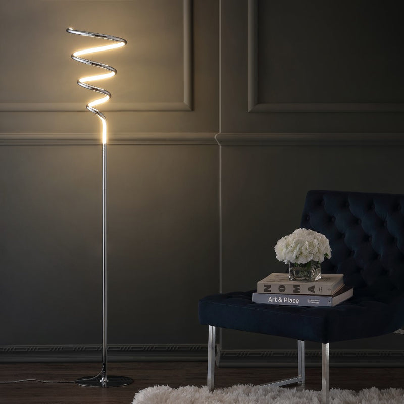 Scribble 60.5" Modern Dimmable Metal Integrated LED Floor Lamp - JONATHAN Y