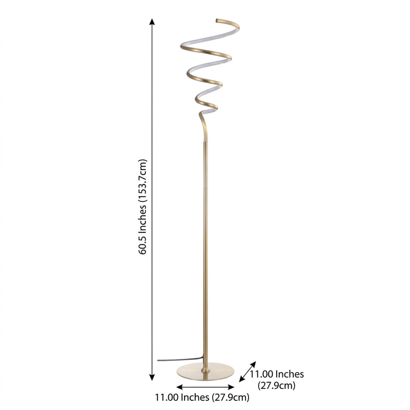 Scribble 60.5" Modern Dimmable Metal Integrated LED Floor Lamp Gold – DIM