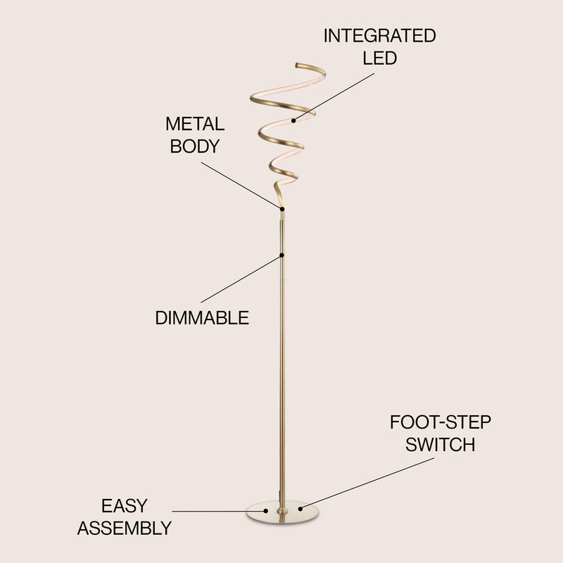 Scribble 60.5" Modern Dimmable Metal Integrated LED Floor Lamp - JONATHAN Y