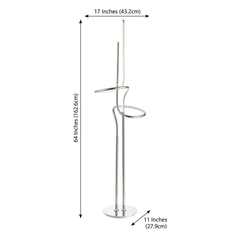 Sketch 64" Minimalist Dimmable Metal Integrated LED Floor Lamp Chrome – DIM