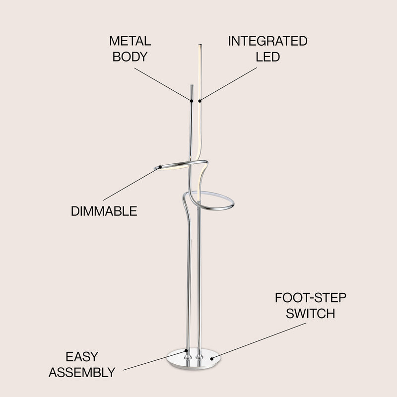 Sketch 64" Minimalist Dimmable Metal Integrated LED Floor Lamp - JONATHAN Y