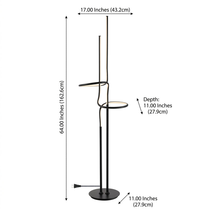 Sketch 64" Minimalist Dimmable Metal Integrated LED Floor Lamp Black – DIM